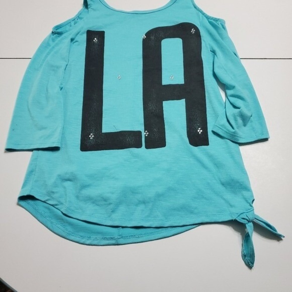 Justice size 10 bedazzled  sleeve LA blue shirt